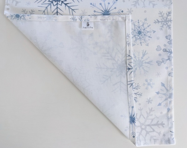 Blue and Grey Snowflakes Christmas Table Runner 100-250cm